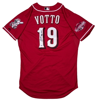 2015 Joey Votto Game Used & Signed/Inscribed Cincinnati Reds Red Alternate Jersey Worn on 9/5/15 (MLB Authenticated & PSA/DNA)